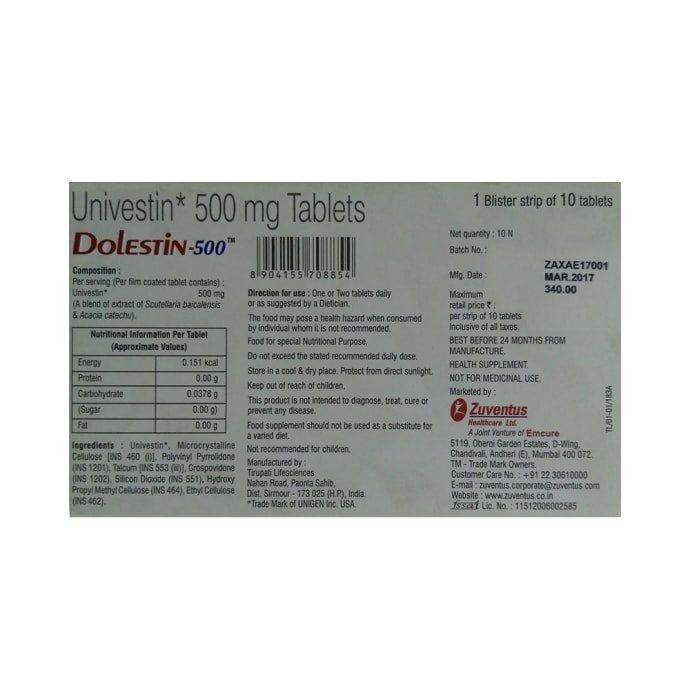 Dolestin 500mg Tablet (10'S)