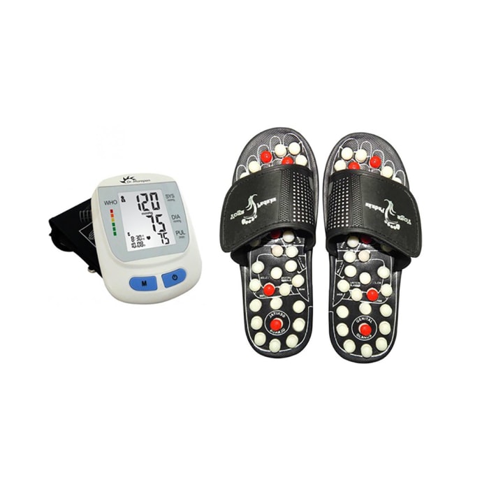Dominion Care Combo Pack of Accu Paduka Accupressure Massage Slipper and 09 Dr. Morpen BP Monitor