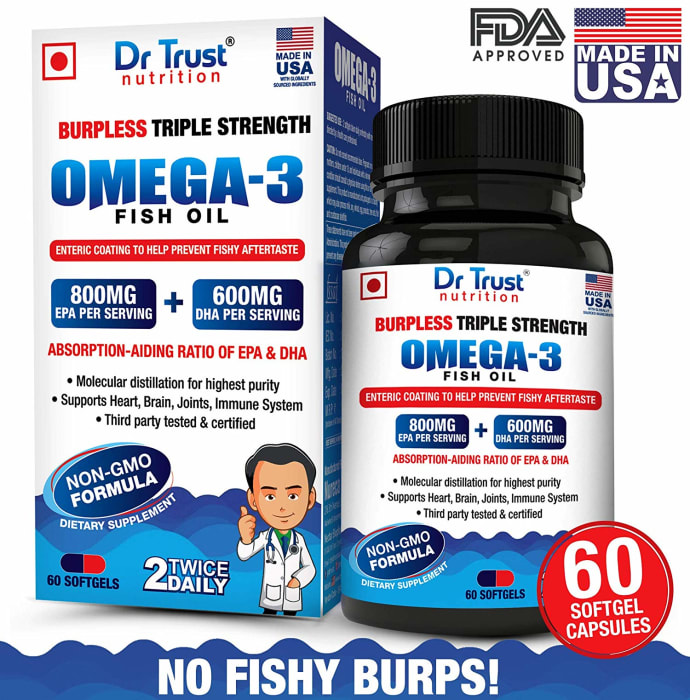 Dr Trust USA Burpless Triple Strength Omega 3 Fish Oil Capsule (60'S)