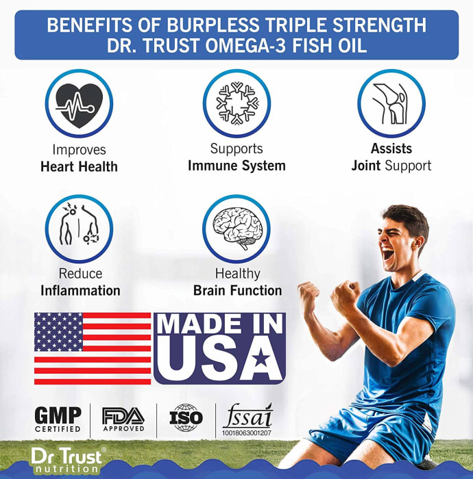 Dr Trust USA Burpless Triple Strength Omega 3 Fish Oil Capsule (60'S)