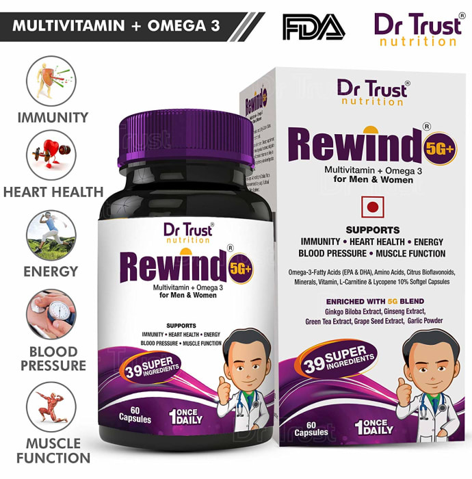 Dr Trust USA Rewind 5G+ Multivitamin & Omega 3 Capsule (60'S)