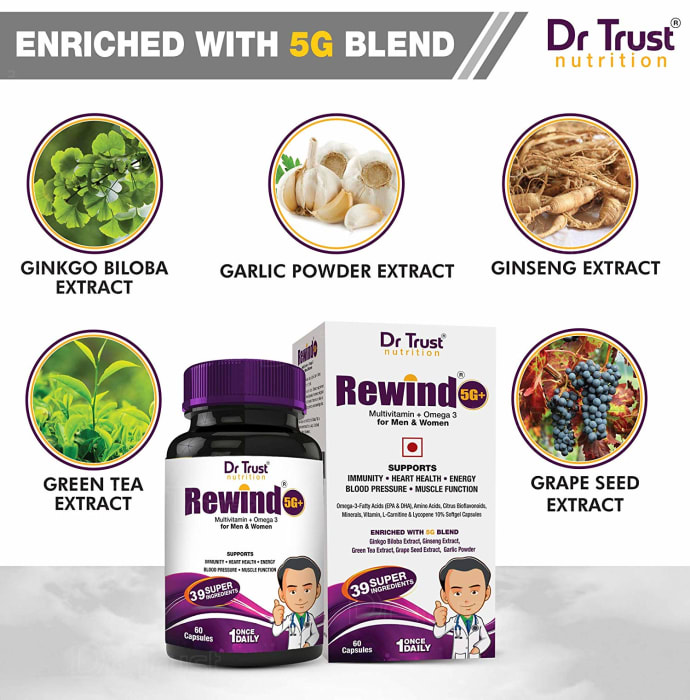 Dr Trust USA Rewind 5G+ Multivitamin & Omega 3 Capsule (60'S)