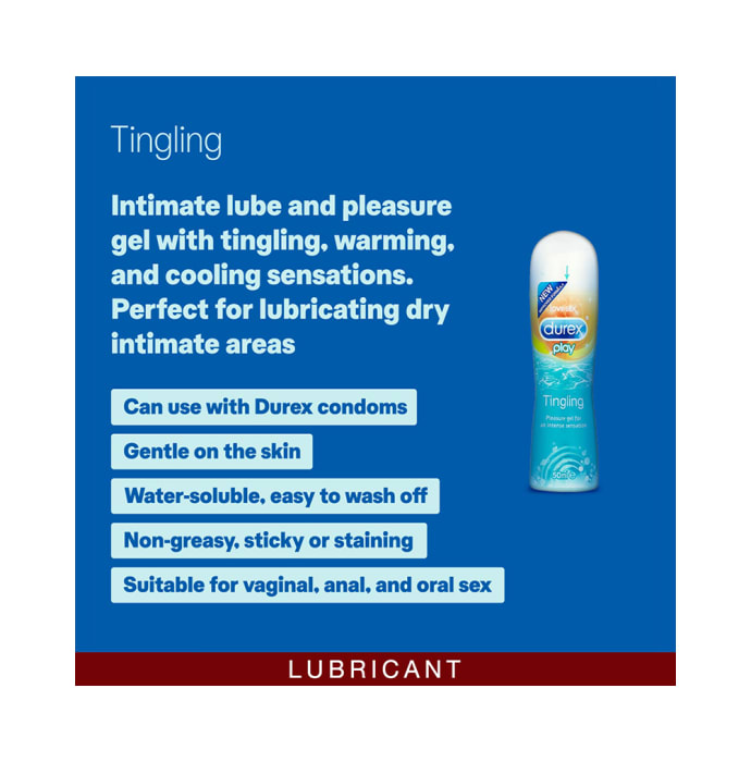 Durex Combo Pack of Bubblegum Flavoured 10 Condoms & Play Tingling Pleasure Lubricant Gel 50ml