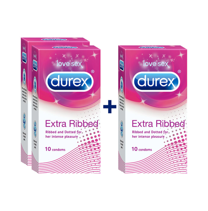 Durex Extra Ribbed Condom 10s (Buy 2 Get 1 Free)