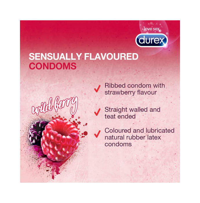 Durex Flavoured Condom (10 Pcs Each) Wild Berry