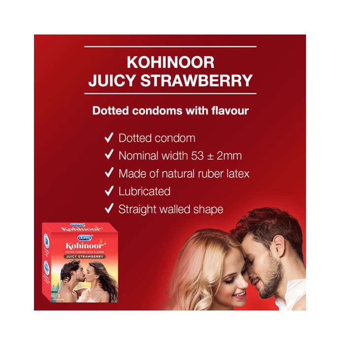 Durex kohinoor condom juicy strawberry pack of 2