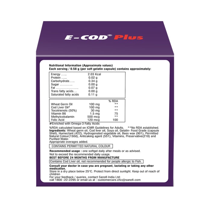 E-COD Plus Vitamin E Supplement Softgels (15'S)