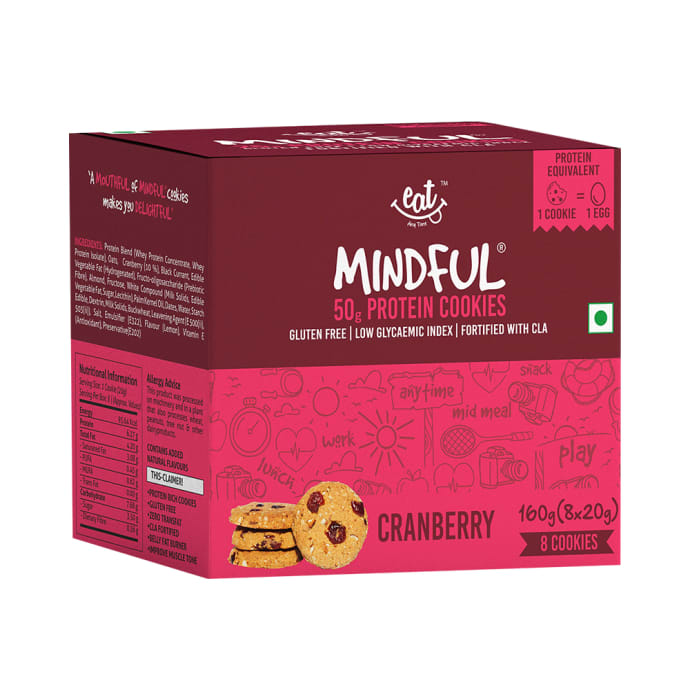 Eat Anytime Mindful 50gm Whey Protein Cookies (20gm Each) Cranberry