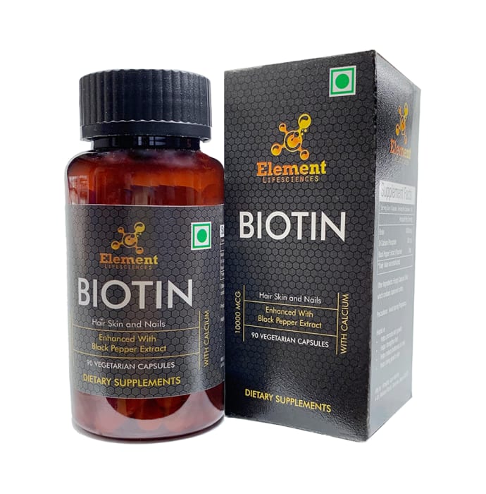 Element Lifesciences Biotin 10000mcg with Calcium Vegetarian Capsule