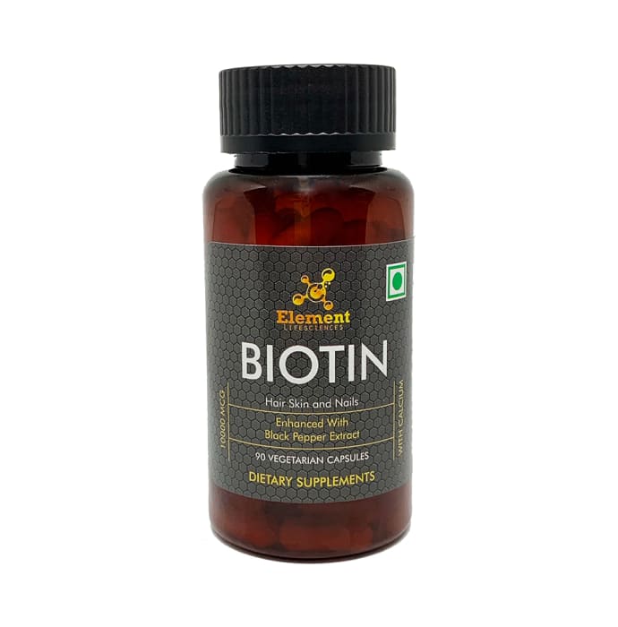 Element Lifesciences Biotin 10000mcg with Calcium Vegetarian Capsule