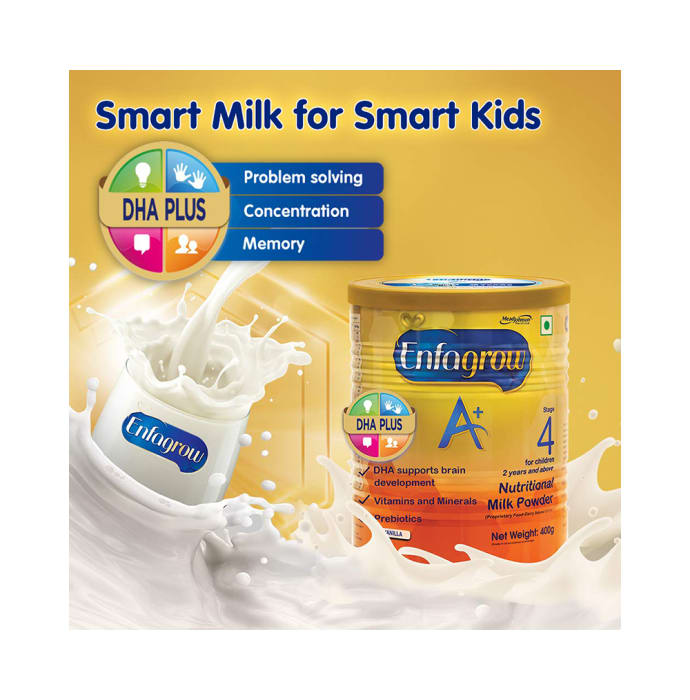 Enfagrow a+ stage 4 nutritional milk powder (2 years and above) bib (refill pack) vanilla (750gm)