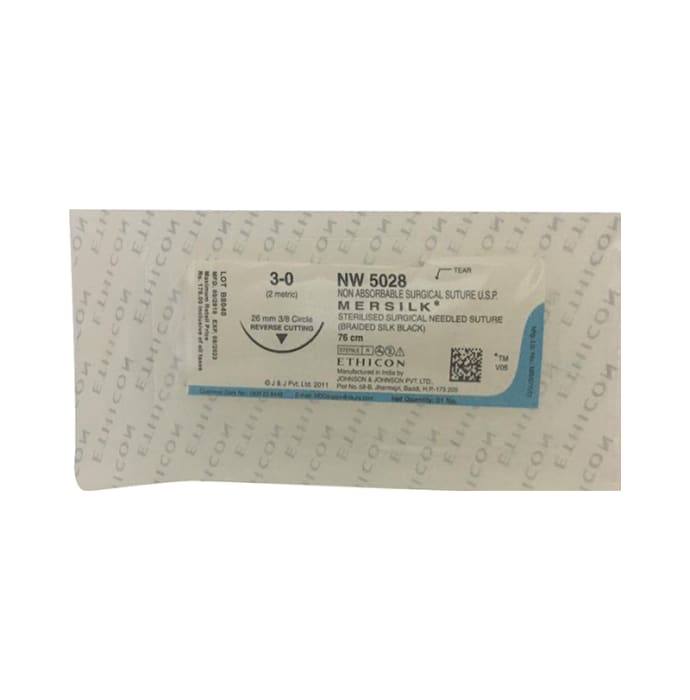 Ethicon Mersilk NW 5028 Non Absorbable Surgical Suture 76cm Reverse Cutting