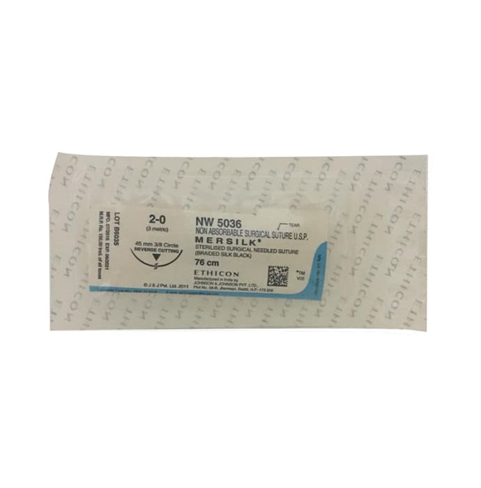 Ethicon Mersilk NW 5036 Non Absorbable Surgical Suture 76cm Reverse Cutting