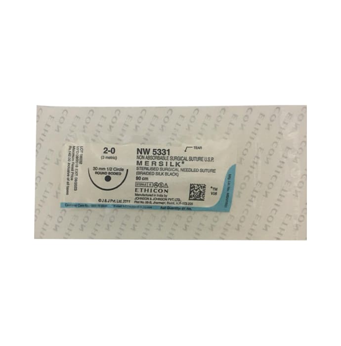 Ethicon Mersilk NW 5331 Non Absorbable Surgical Suture 90cm Round Bodied