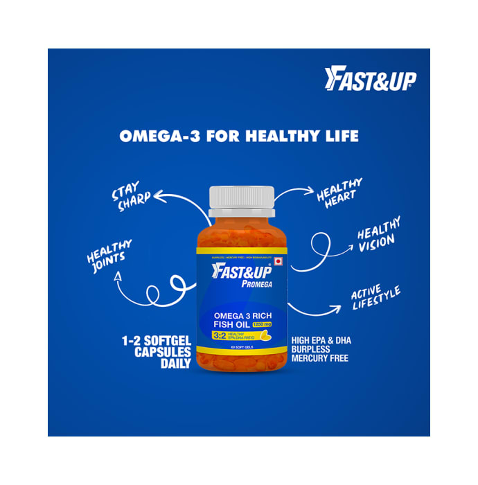 Fast&Up Promega 1250mg Omega 3 Soft Gels Chocolate (60'S)