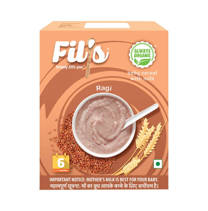 Fil's Organic Baby Cereal with Milk, 6-24 Months + Ragi (300gm)