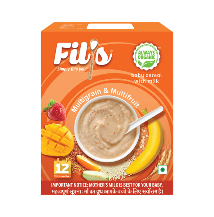 Fil's Organic Baby Cereal with Milk, Multi Grains & Multi Fruits, 12-24 Months + Multi Grains and Multi Fruits (300gm)