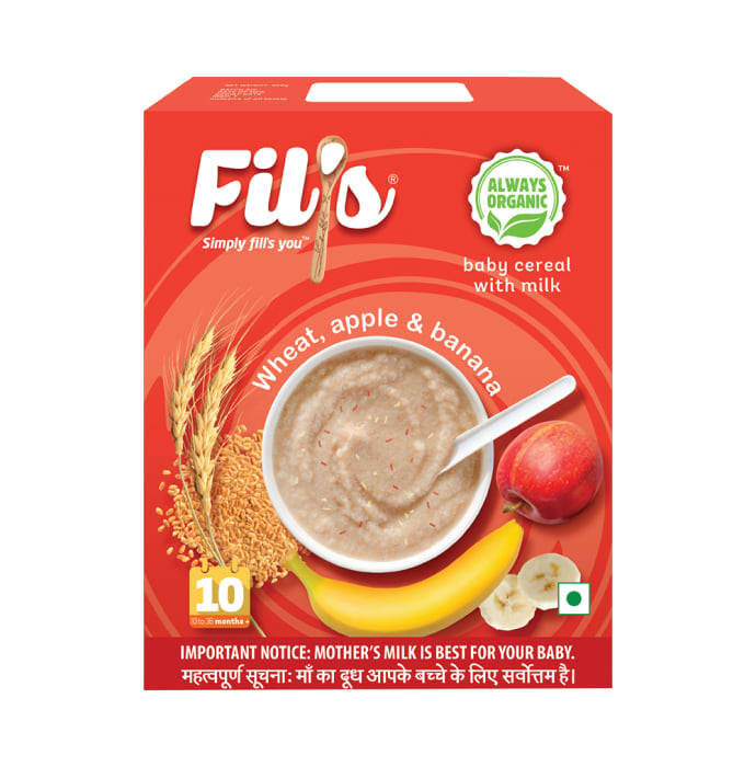 Fil's Organic Baby Cereal with Milk,10-24 Months + Wheat Apple and Banana (300gm)