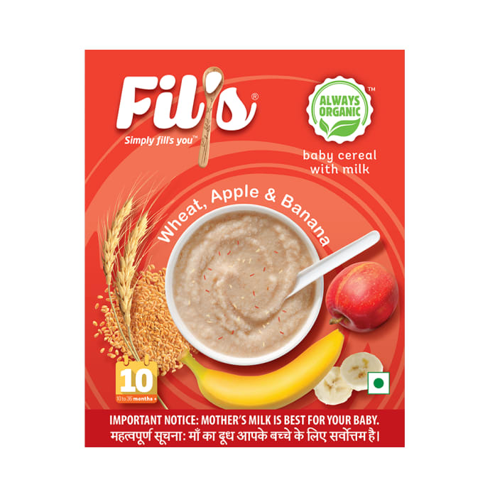 Fil's Organic Baby Cereal with Milk,10-24 Months + Wheat Apple and Banana (300gm)