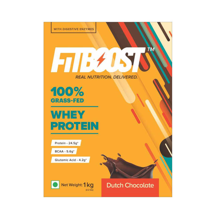 Fitboost 100% Grass-Fed Whey Protein Powder Dutch Chocolate (1kg)