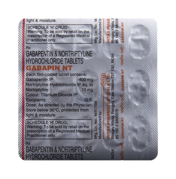 Gabapin NT 400 mg / 10 mg Tablet (15'S)