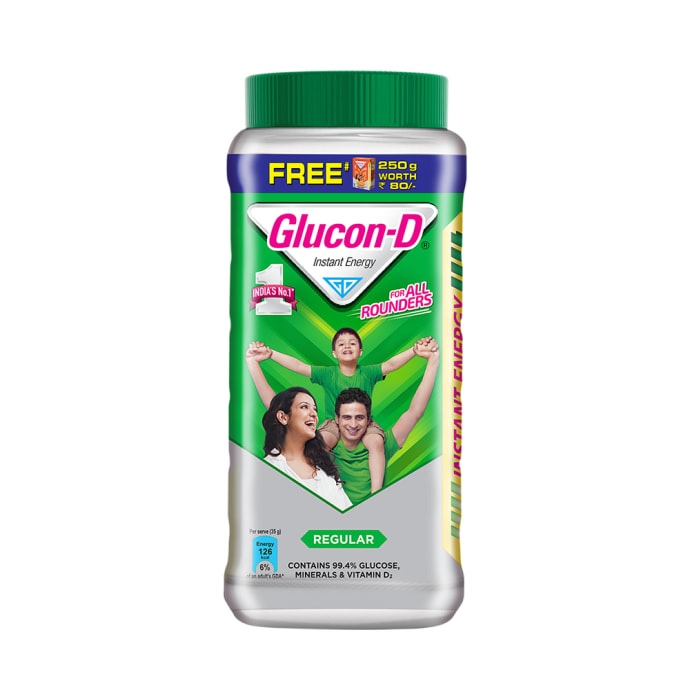 Glucon-D Powder with Glucon-D 250gm Tangy Orange Free Regular (1kg)