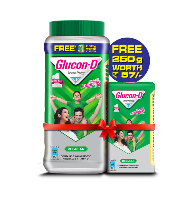 Glucon-D with Glucon-D Powder 250gm Regular Free Regular (2kg)