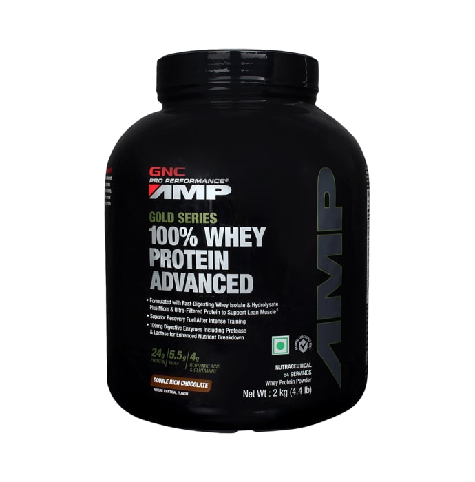 GNC Amp Gold 100% Whey Protein Advanced Powder Double Rich Chocolate (1kg)