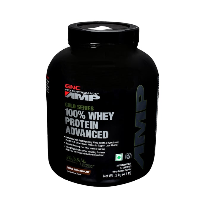 GNC Amp Gold 100% Whey Protein Advanced Powder Double Rich Chocolate (1kg)