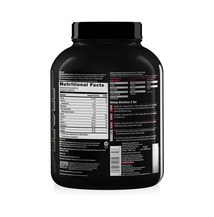 GNC Amp Gold 100% Whey Protein Advanced Powder Vanilla Icecream (1kg)