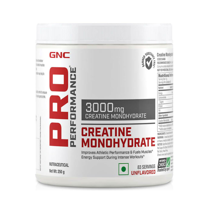 GNC Pro Performance Creatine Monohydrate 3000mg Powder Unflavoured (250gm)