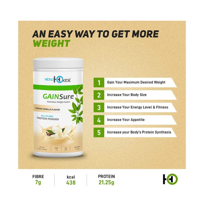 HealthOxide GainSure Protein Powder Cream Vanilla (500gm)