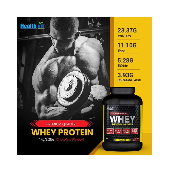 Healthvit 100% ultra premium whey protein powder chocolate (2.2lb)