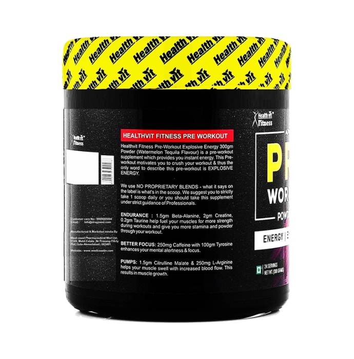 HealthVit Fitness Pre Workout Powder Watermelon Tequila (300gm)