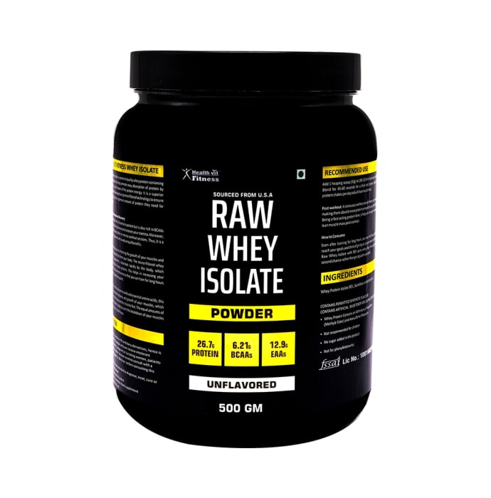 HealthVit Fitness Raw Whey Isolate Powder Unflavoured (500gm)