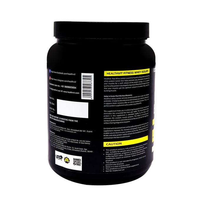 HealthVit Fitness Raw Whey Isolate Powder Unflavoured (500gm)