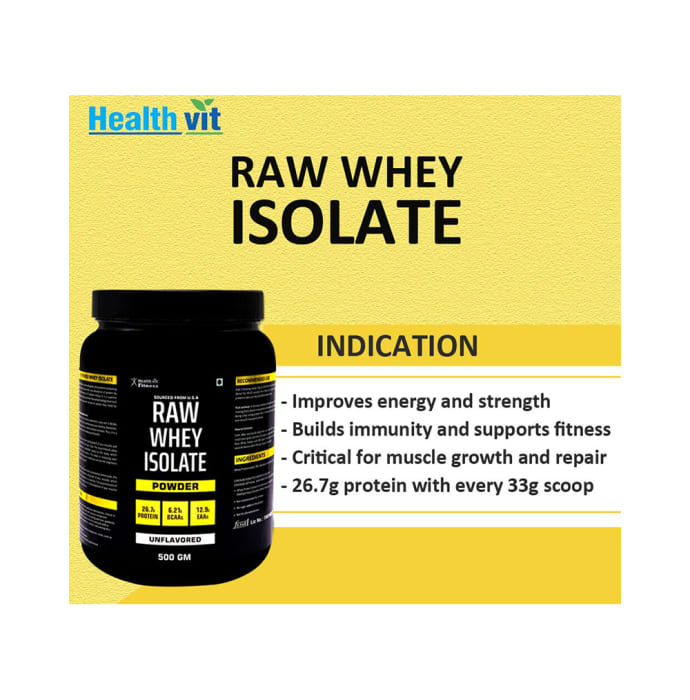 HealthVit Fitness Raw Whey Isolate Powder Unflavoured (500gm)