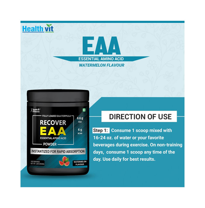 HealthVit Fitness Recover EAA Essential Amino Acid Powder Watermelon (300gm)