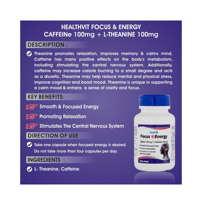 HealthVit Focus & Energy Capsule (60'S)