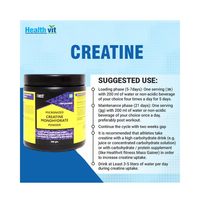 Healthvit micronized creatine monohydrate powder (100gm)