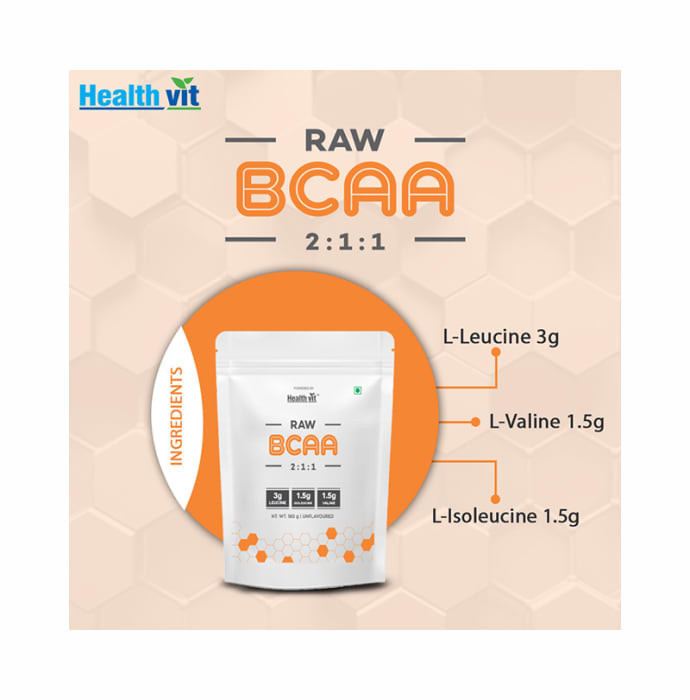 HealthVit Raw BCAA Powder Unflavoured (180gm)