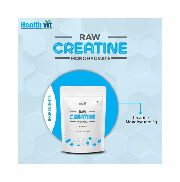 HealthVit Raw Creatine Monohydrate Powder Unflavoured (249gm)