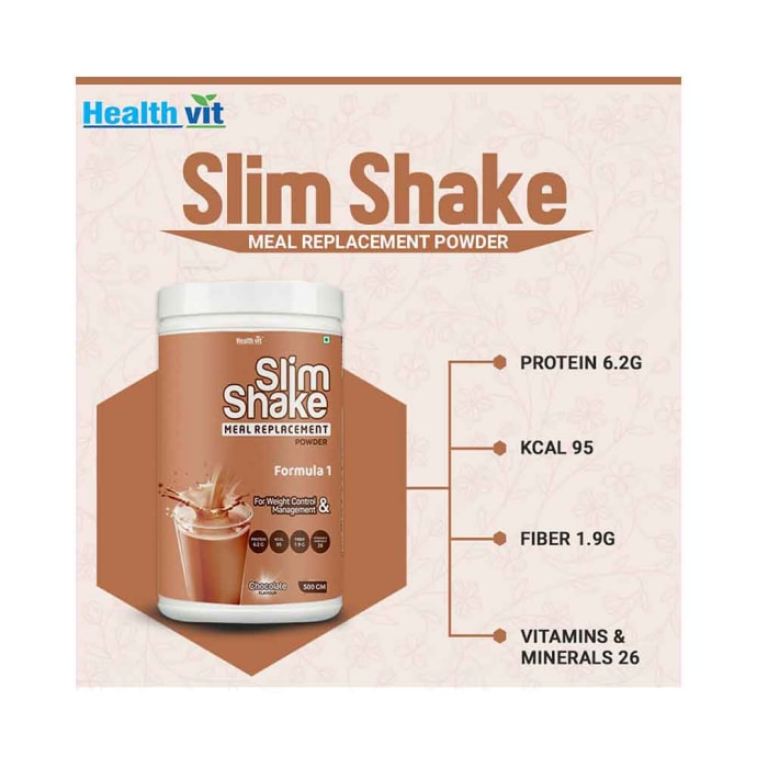 HealthVit Slim Shake Meal Replacement Chocolate Powder (500gm)