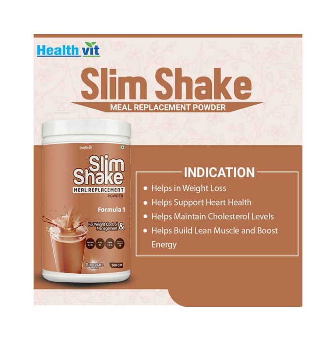 HealthVit Slim Shake Meal Replacement Chocolate Powder (500gm)