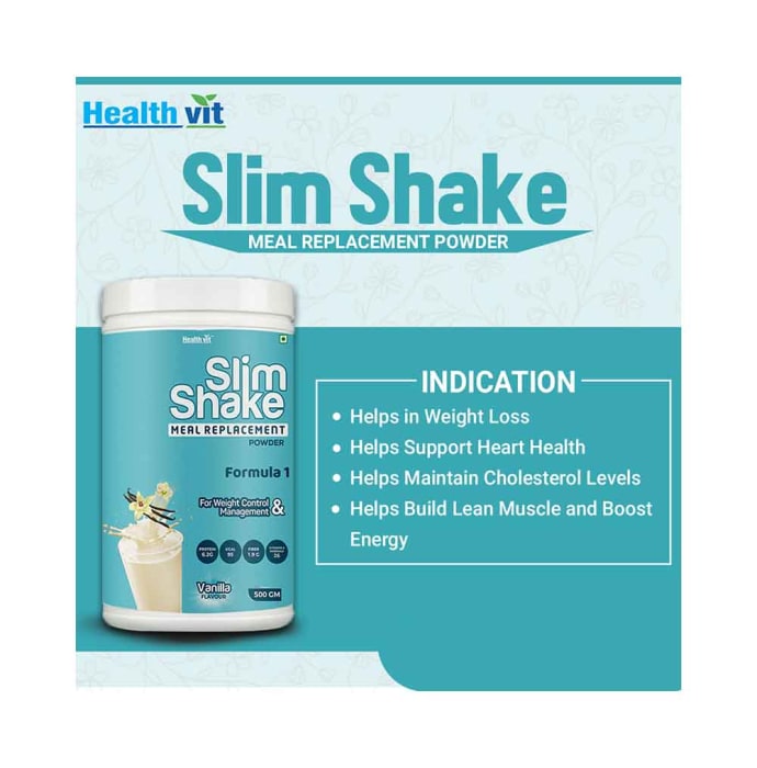 HealthVit Slim Shake Meal Replacement Vanilla Powder (500gm)