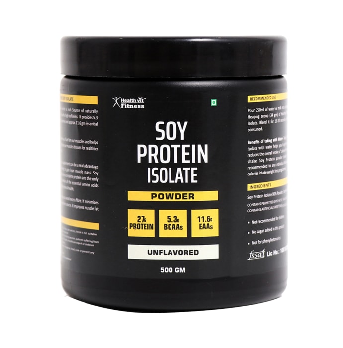 HealthVit Soy Protein Isolate Powder Unflavoured (500gm)