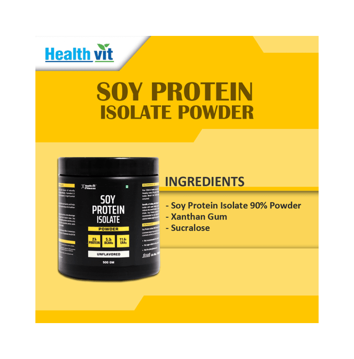 HealthVit Soy Protein Isolate Powder Unflavoured (500gm)