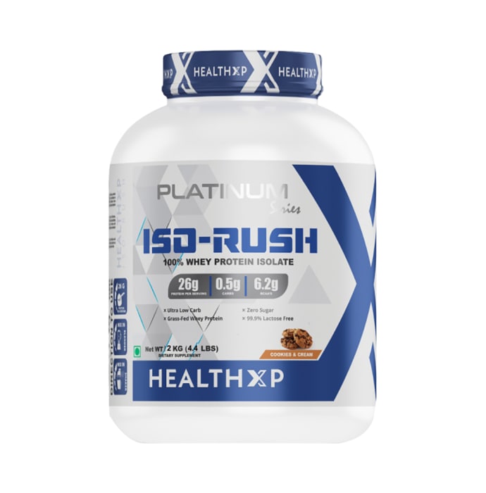 HealthXP Iso-Rush 100% Whey Protein Isolate Cookies & Cream (1kg)