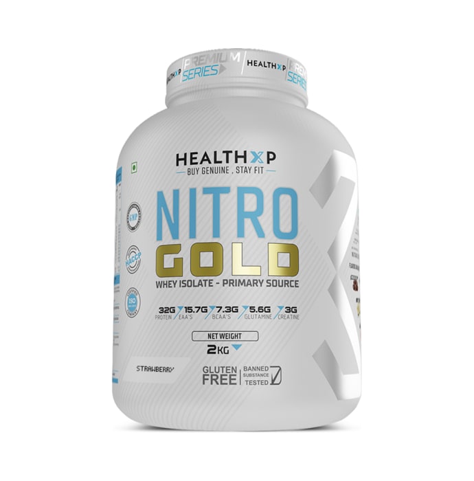 HealthXP Nitro Gold Whey Isolate Powder Strawberry (2kg)