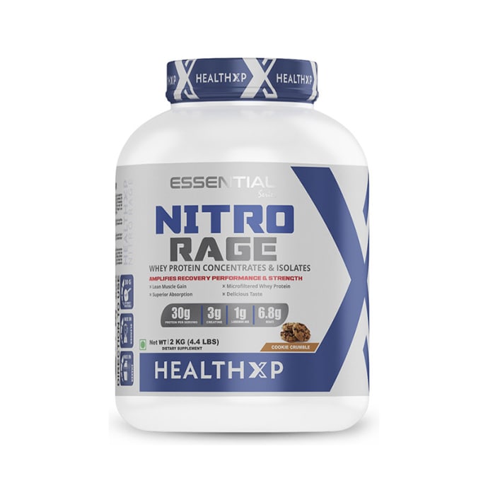 HealthXP Nitro Rage Whey Protein Concentrates & Isolates Powder Cookie Crumble (2kg)